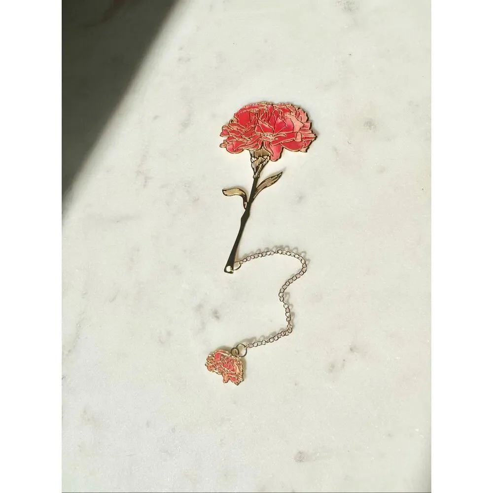 Beautiful gold color carnationβbookmark